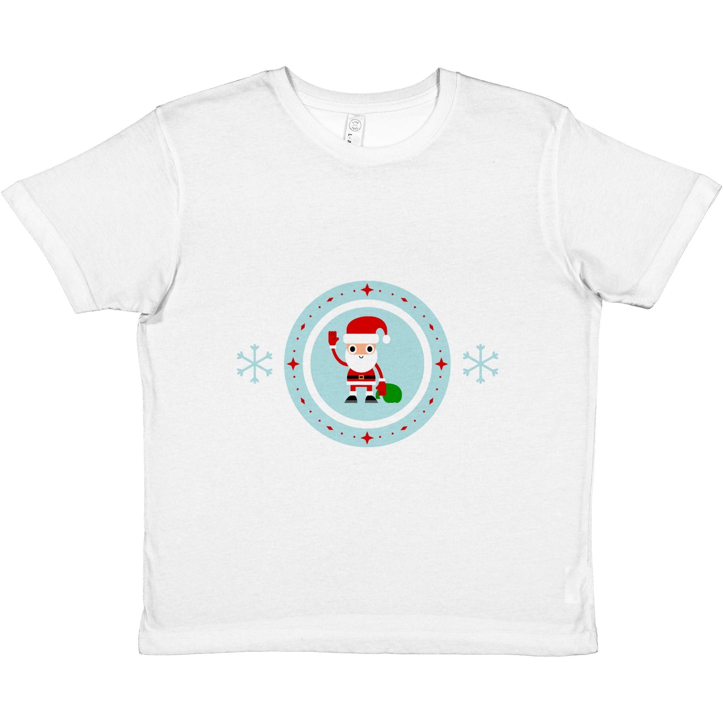 Premium Kids Crewneck T-shirt Santa-Waving-Holding Sack