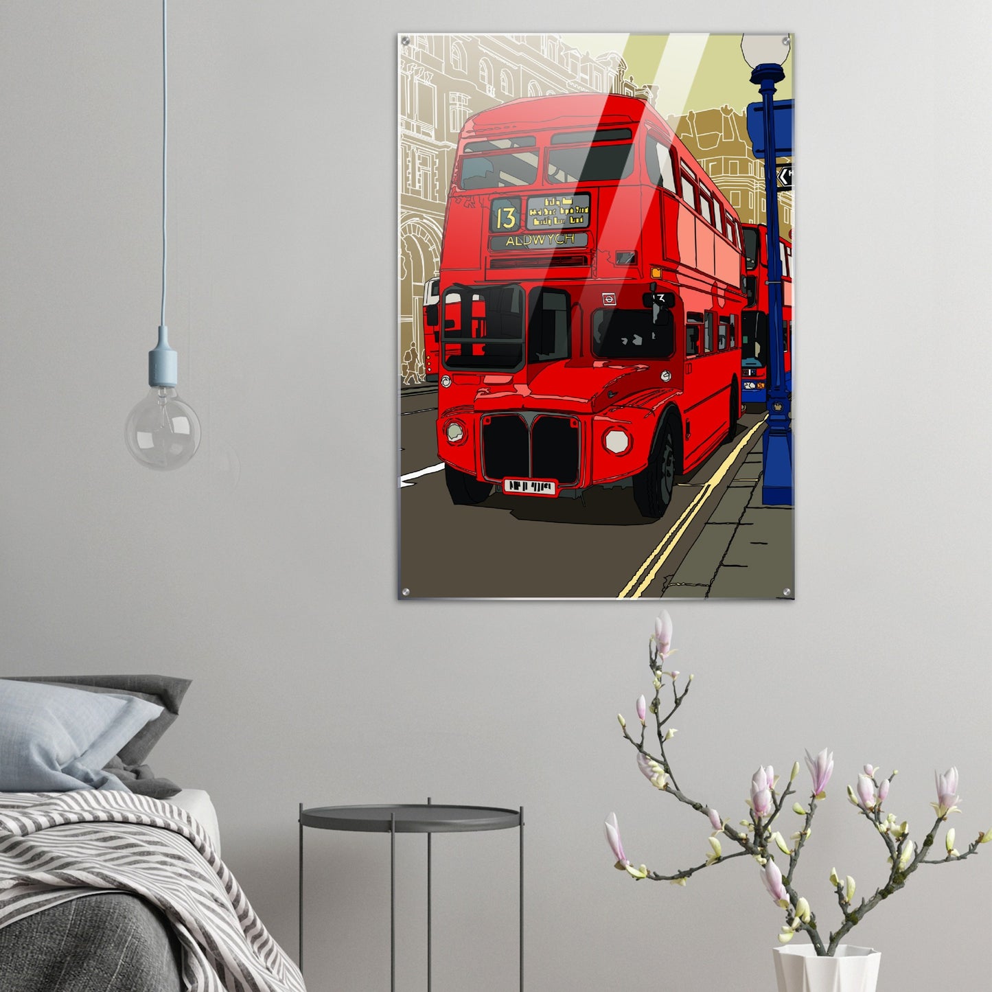 Acrylic Print London Bus-The Route Master and the City of London-Stylised