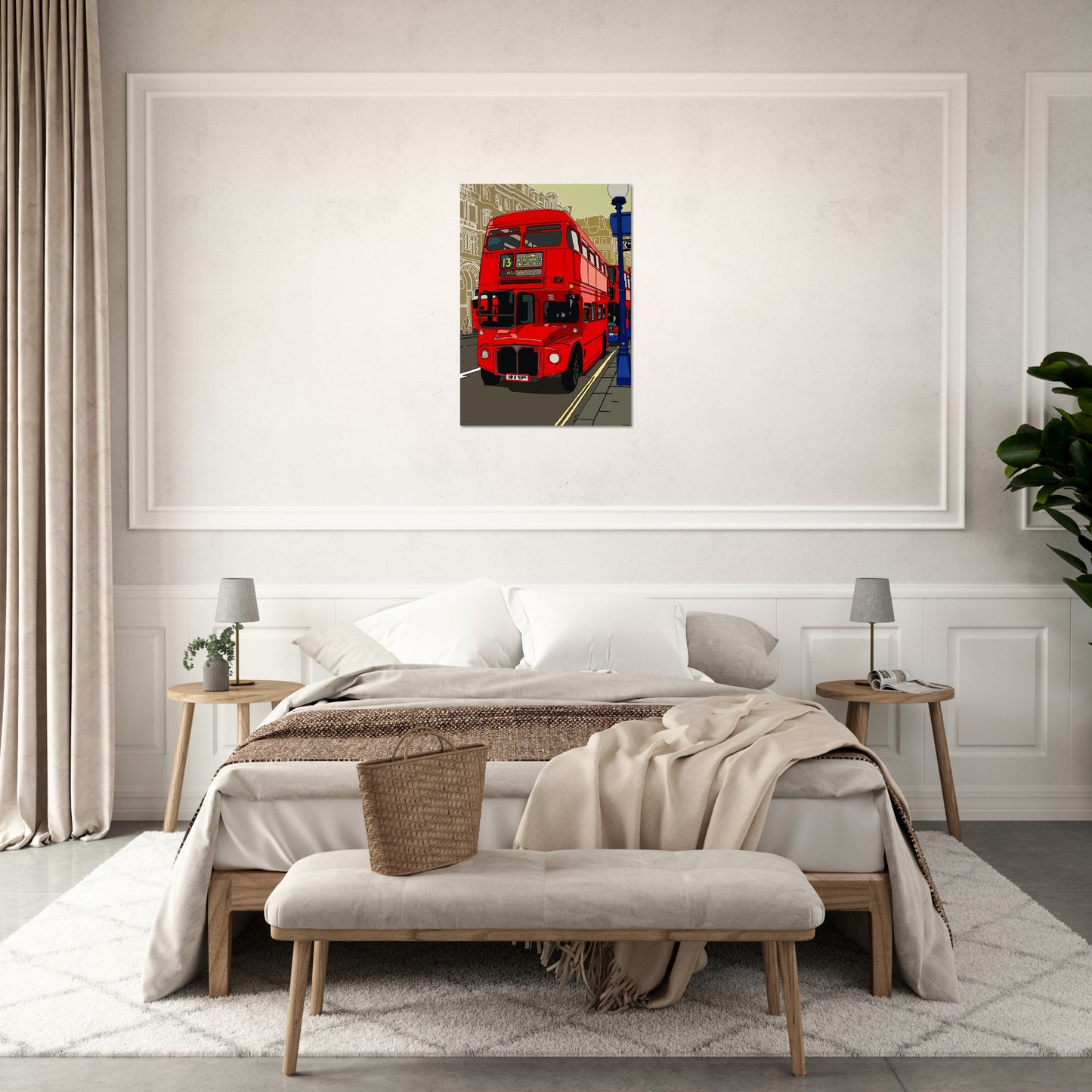 Premium Matte Paper Poster - London Bus-The Route Master and the City of London-Stylised