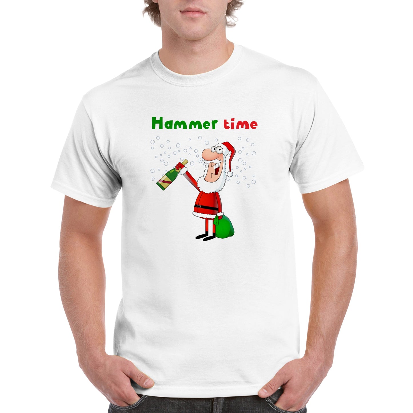 Men's Heavyweight Unisex Crewneck T-shirt - Santa with bottle-Hammer Time