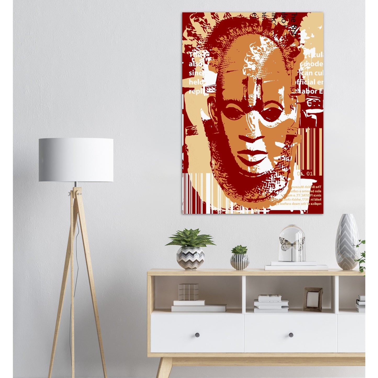 Premium Matte Paper Poster - Benin Mask. Graphic Stencil