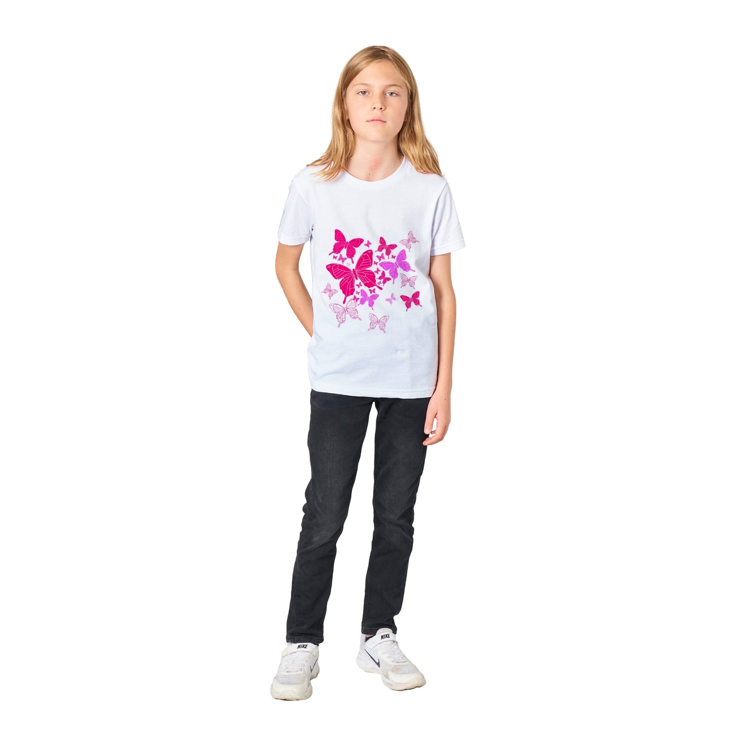 Premium Kids Crewneck T-shirt - Butterflies-Sanctuary