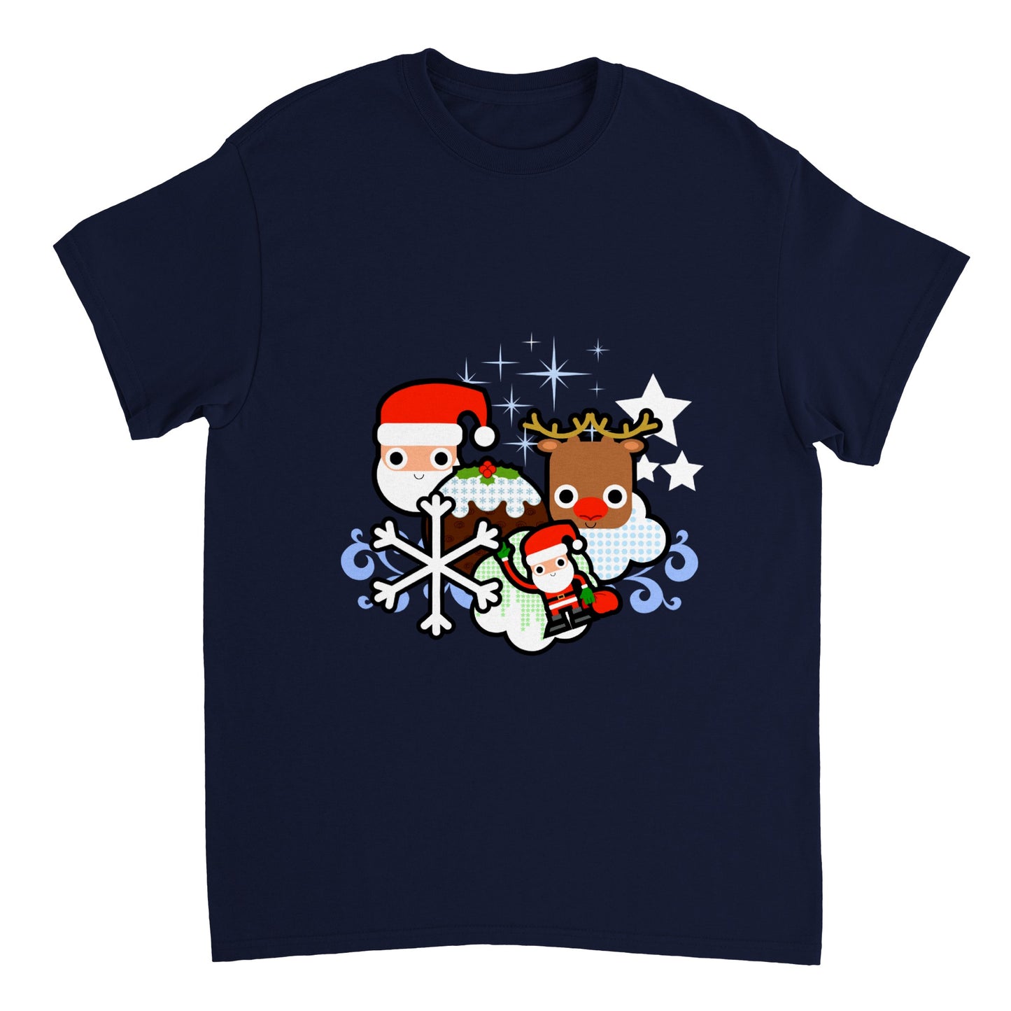 Heavyweight Unisex Crewneck T-shirt Santa and all Christmas - graphics