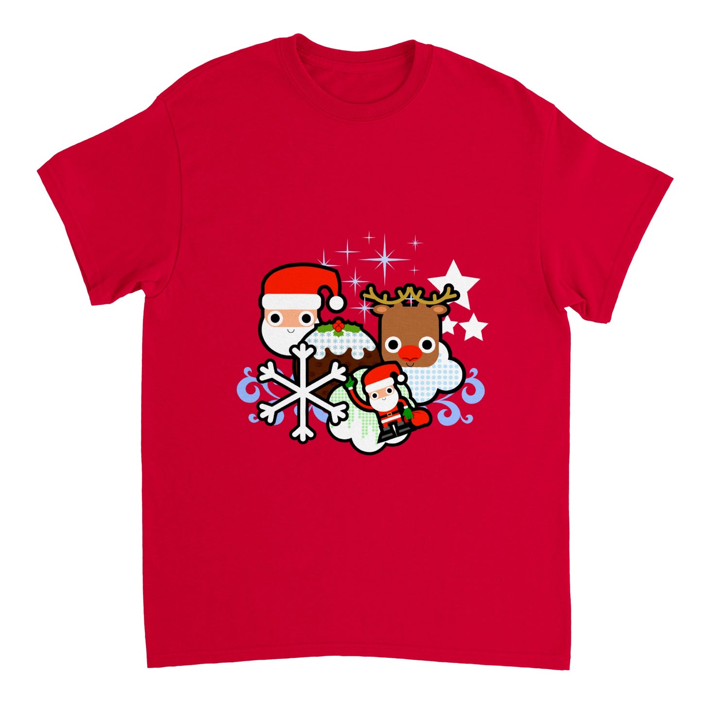 Heavyweight Unisex Crewneck T-shirt Santa and all Christmas - graphics