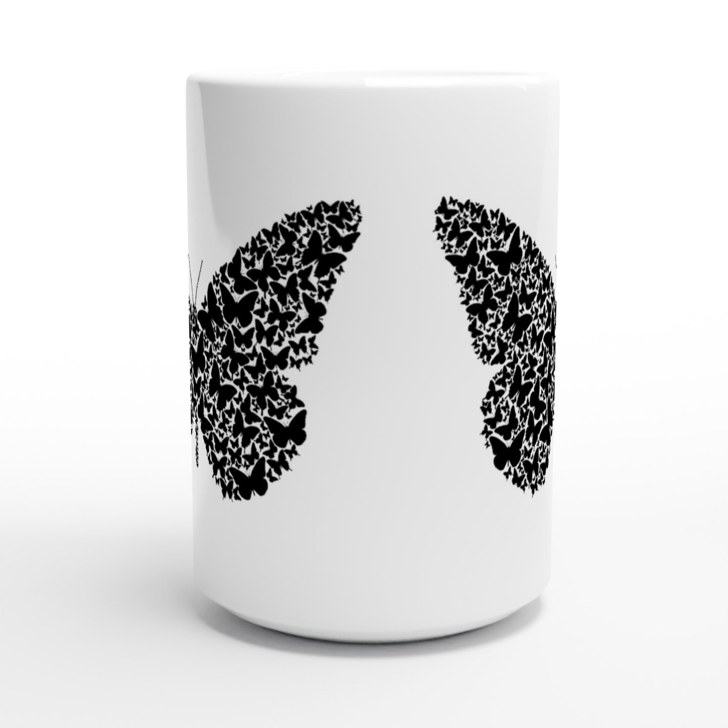 White 15oz Ceramic Mug - When Butterflies are Butterfly - Black