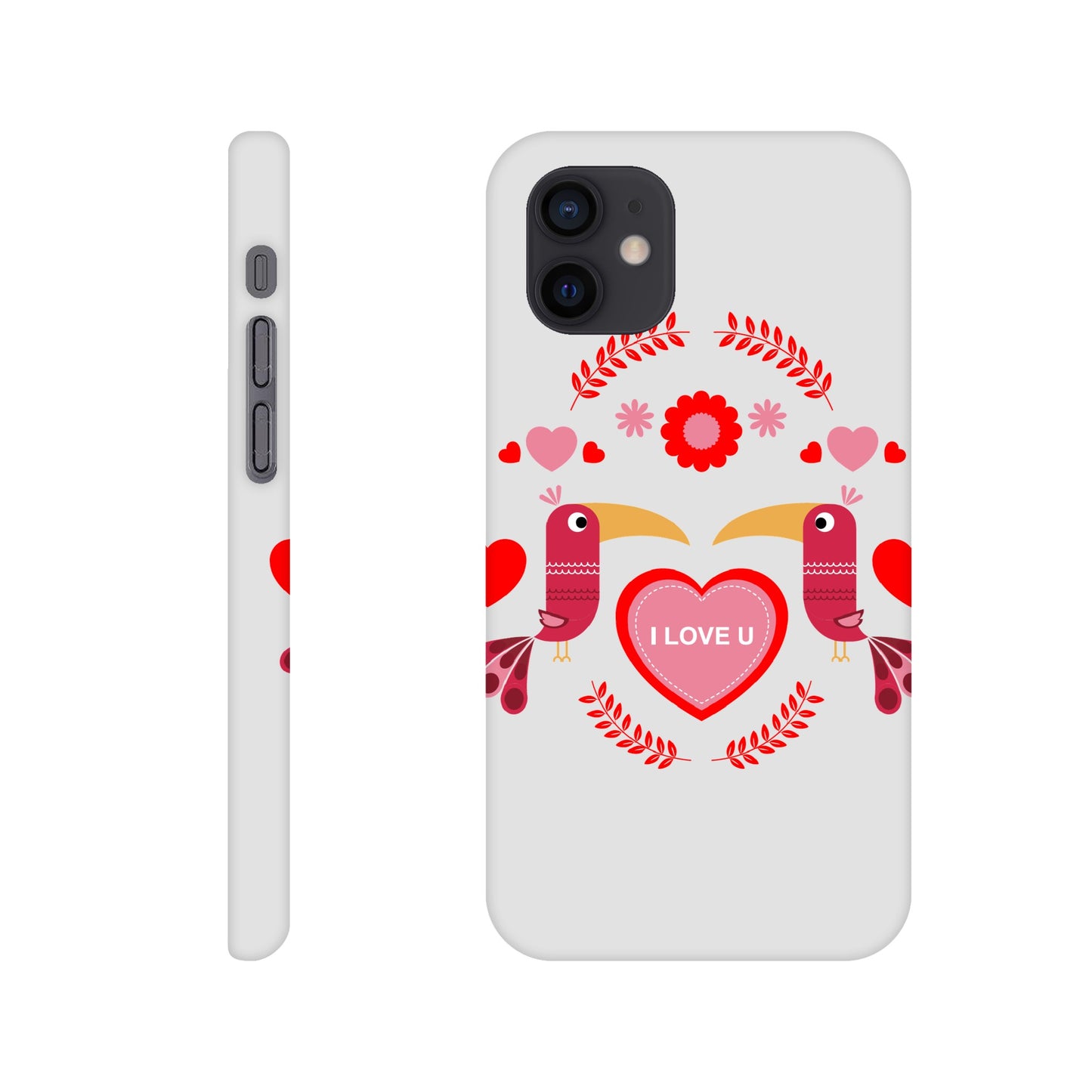 Slim case - Birds Mirrored with Floral-Botanical and Hearts - Valentine