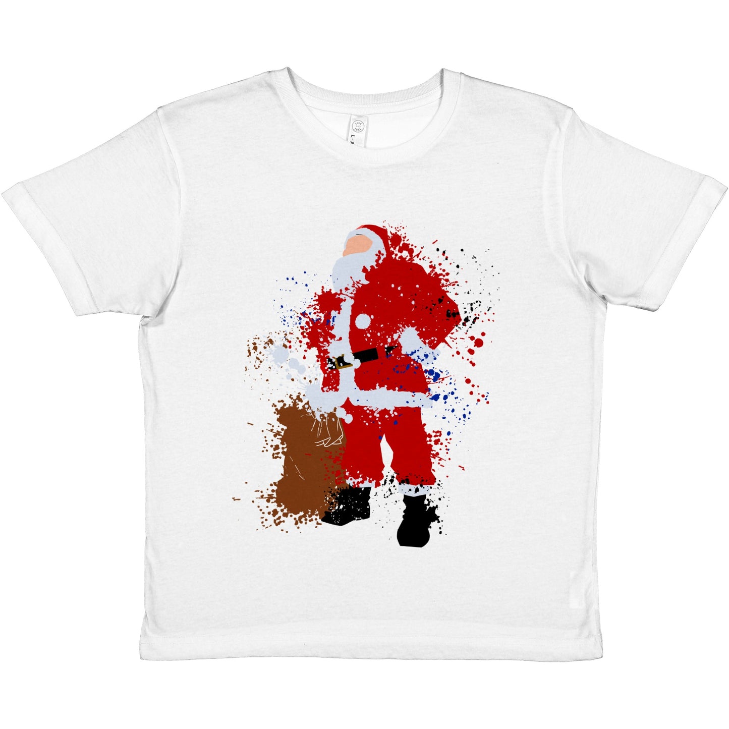 Premium Kids Crewneck T-shirt Santa Laughing with Presents