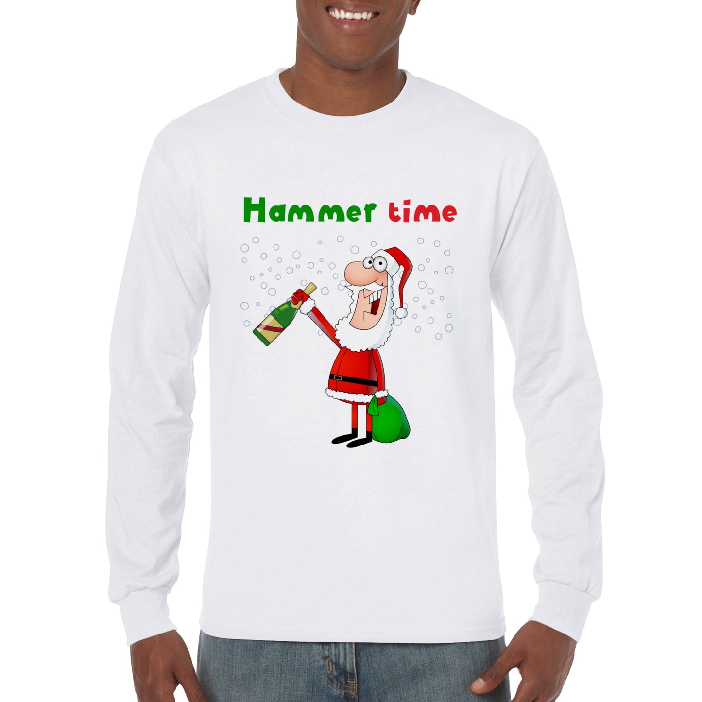 Men's Premium Unisex Longsleeve T-shirt Santa with bottle-Hammer Time