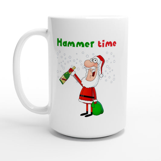 White 15oz Ceramic Mug Santa with bottle-Hammer Time