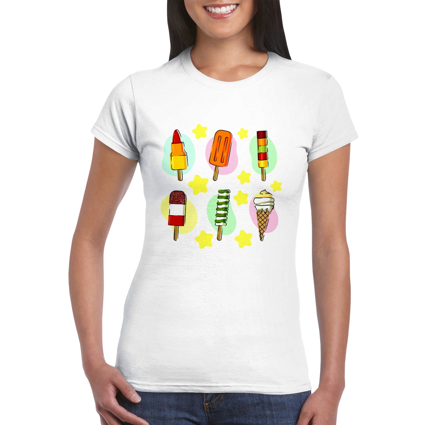 Classic Women's Crewneck T-shirt - Six Types Of Ice Cream Treats