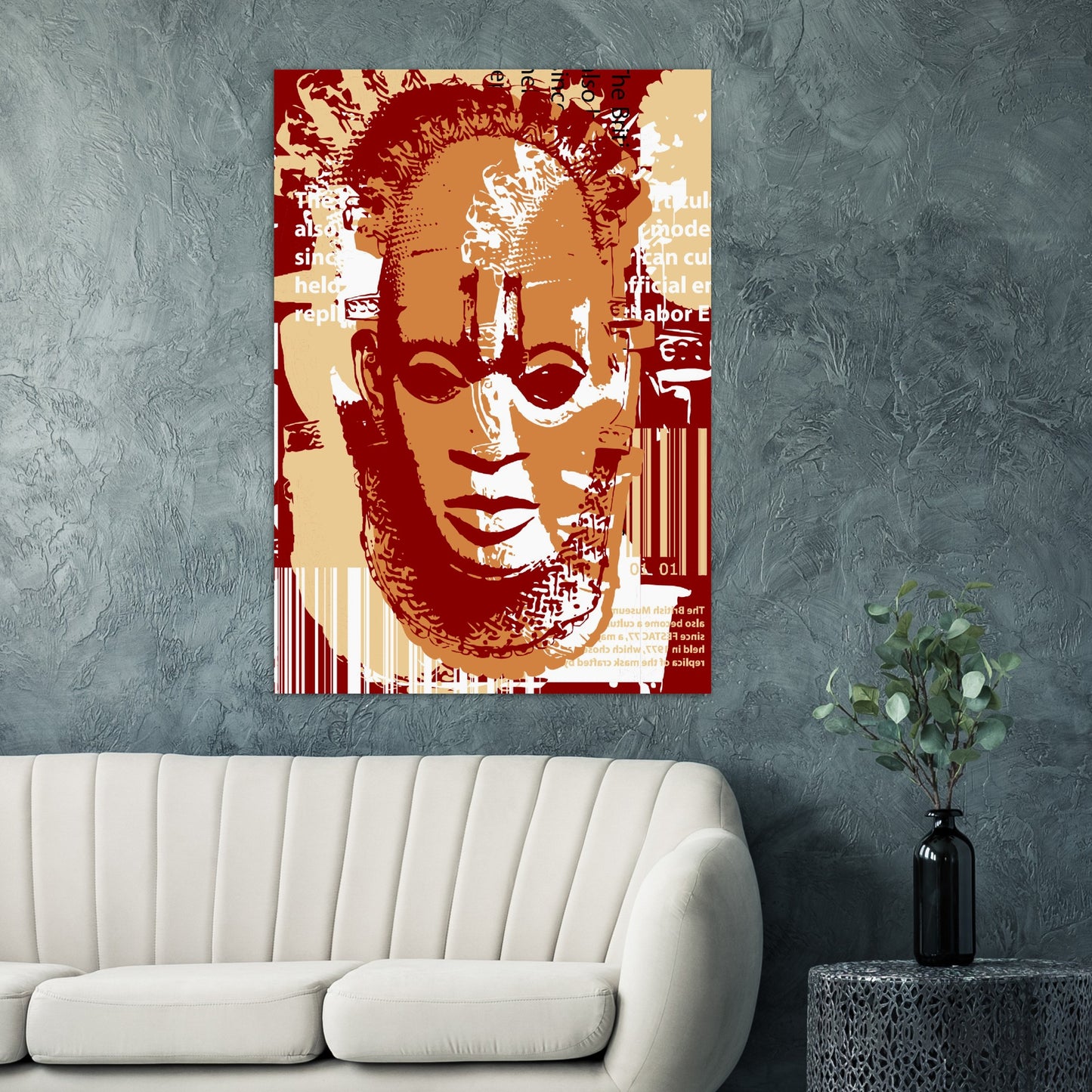 Premium Matte Paper Poster - Benin Mask. Graphic Stencil