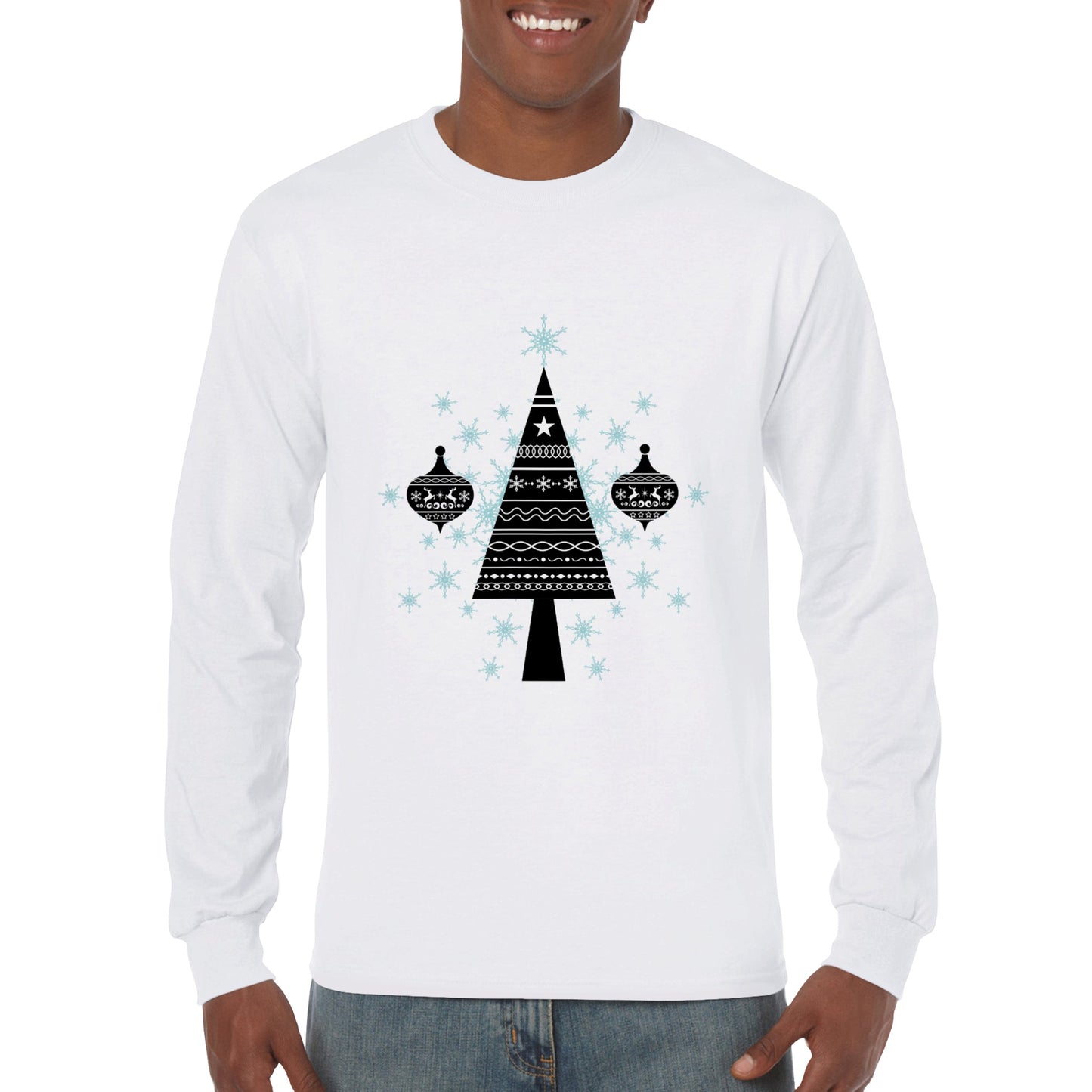 Men's Premium Unisex Longsleeve T-shirt  Decorative Christmas Tree- Baubles-Snow Crystals