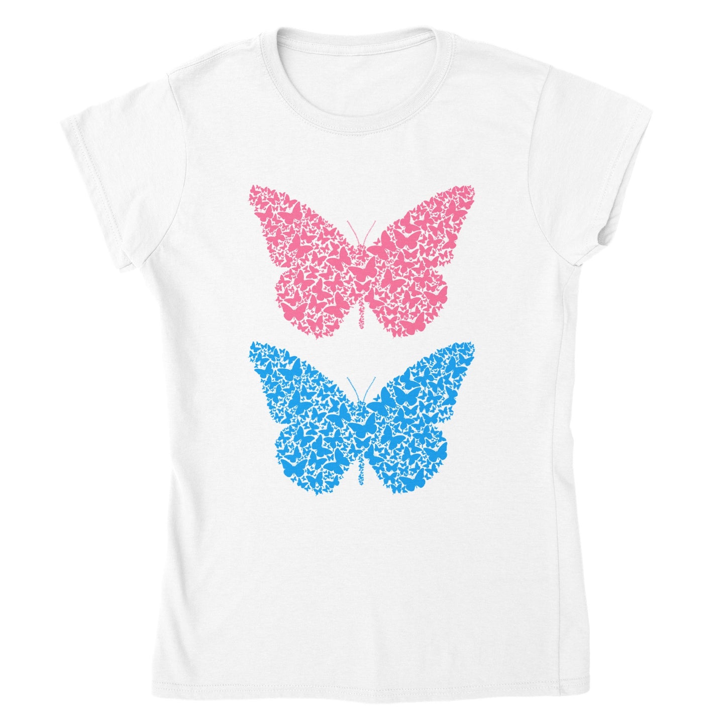 Classic Women's Crewneck T-shirt When Butterflies Are Butterflies-Blue and Pink